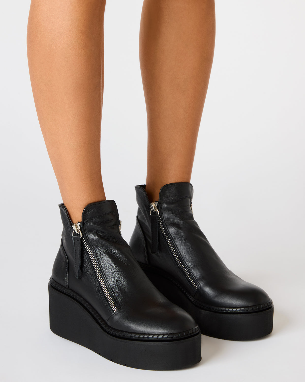 DRIFT Black Leather Platform Moto Women's Ankle Boot | Steve Madden Latest
