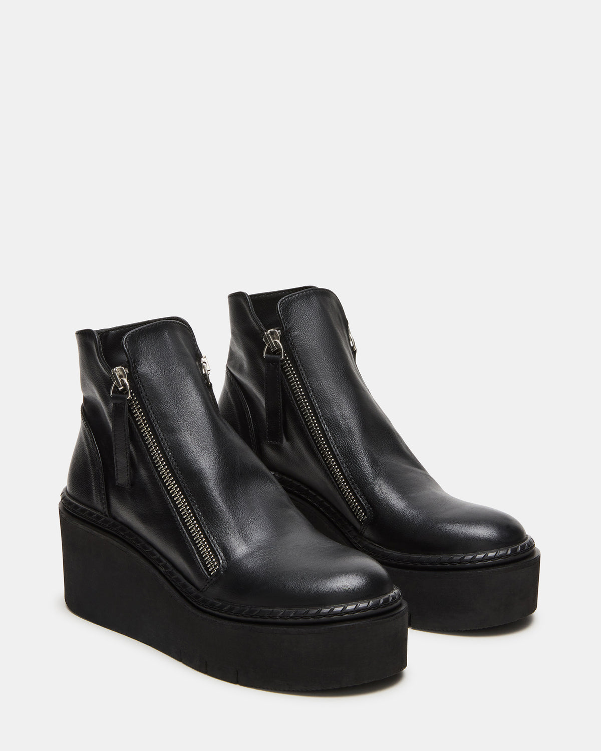 DRIFT Black Leather Platform Moto Women's Ankle Boot | Steve Madden Latest
