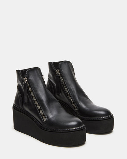 DRIFT Black Leather Platform Moto Women's Ankle Boot | Steve Madden Latest