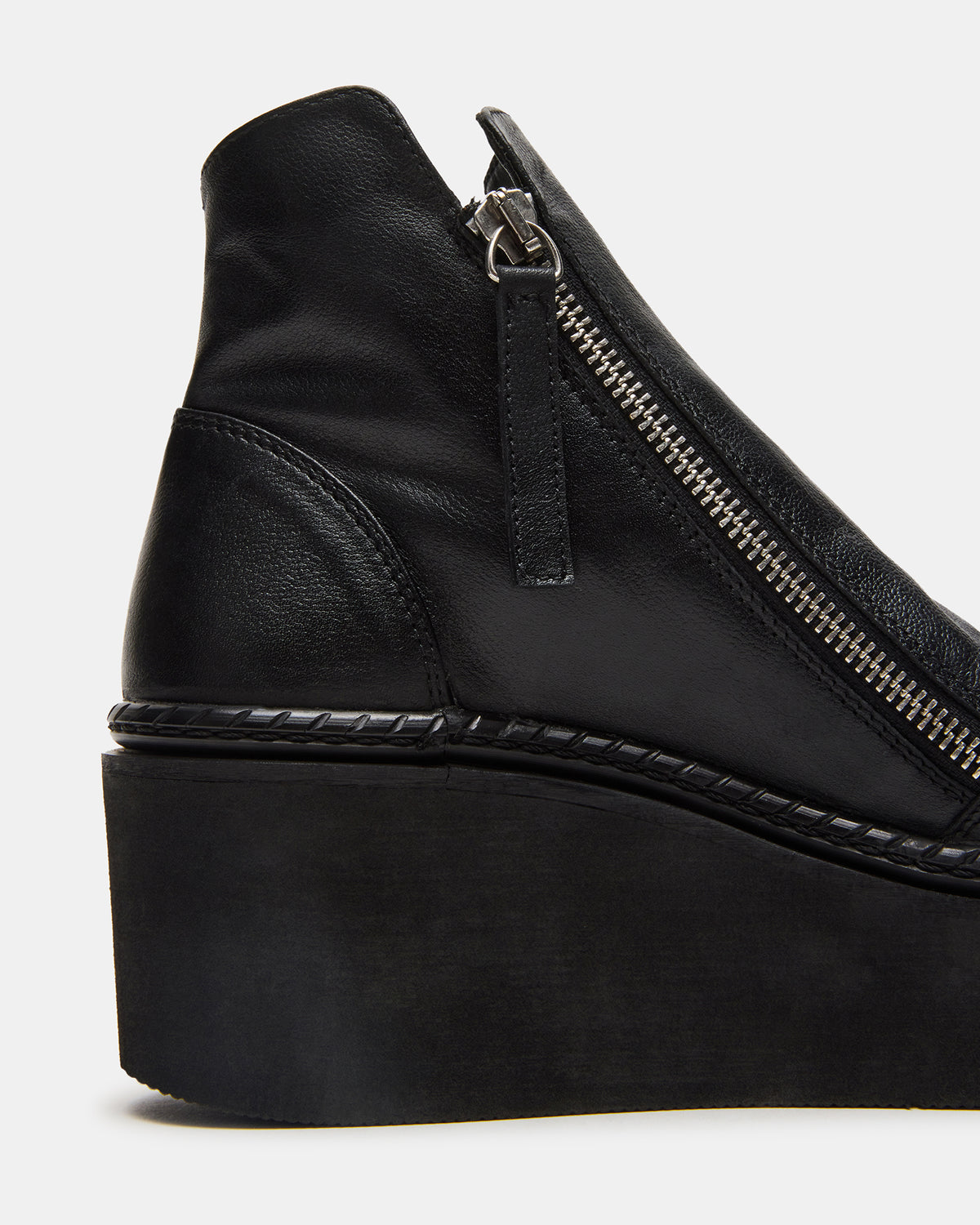 DRIFT Black Leather Platform Moto Women's Ankle Boot | Steve Madden Latest