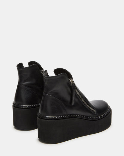 DRIFT Black Leather Platform Moto Women's Ankle Boot | Steve Madden Latest