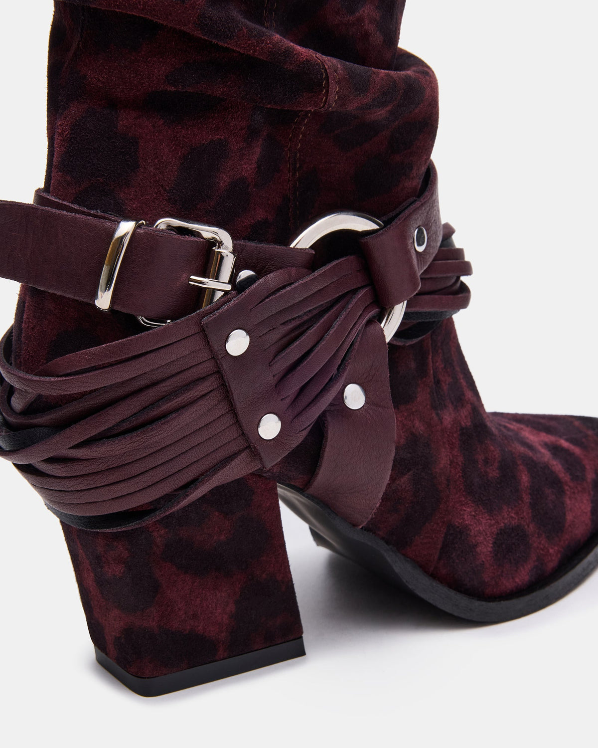 LAUPER Red Leopard Pointed-Toe Heeled Buckle Women's Ankle Boot | Steve Madden New