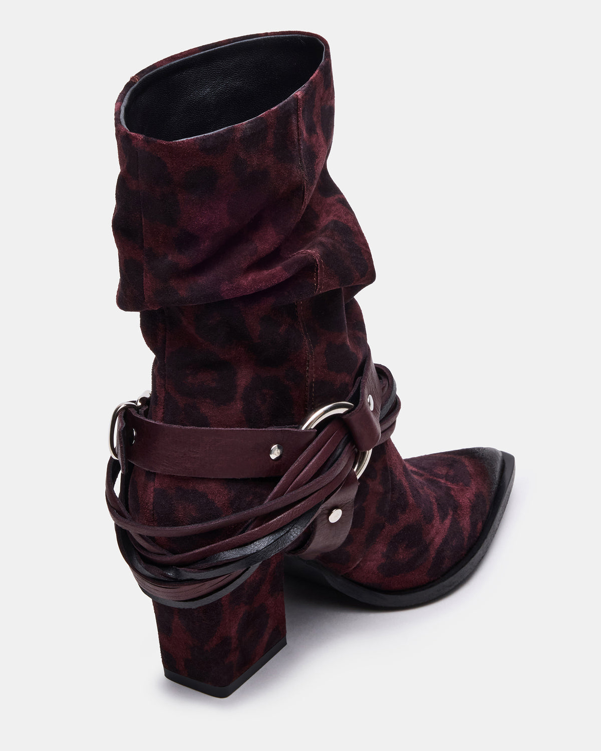LAUPER Red Leopard Pointed-Toe Heeled Buckle Women's Ankle Boot | Steve Madden New