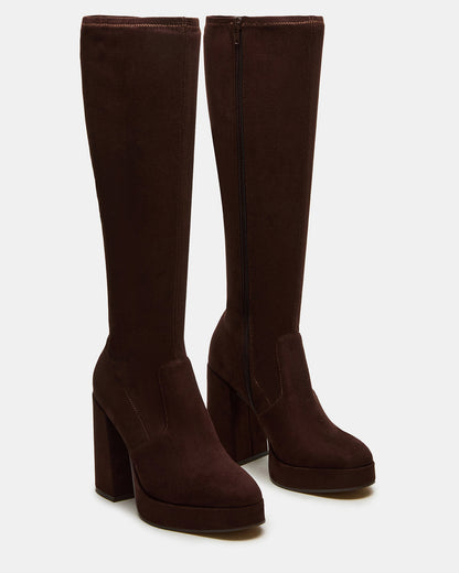 TWAIN Brown Knee-High Block Heel Women's Boot | Steve Madden Special Offer