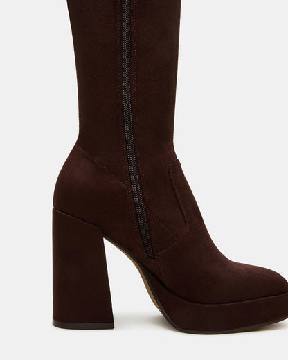 TWAIN Brown Knee-High Block Heel Women's Boot | Steve Madden Special Offer