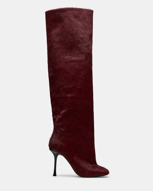 ALLURING Red Over-The-Knee Square-Toe Heeled Women's Boot | Steve Madden Best Seller