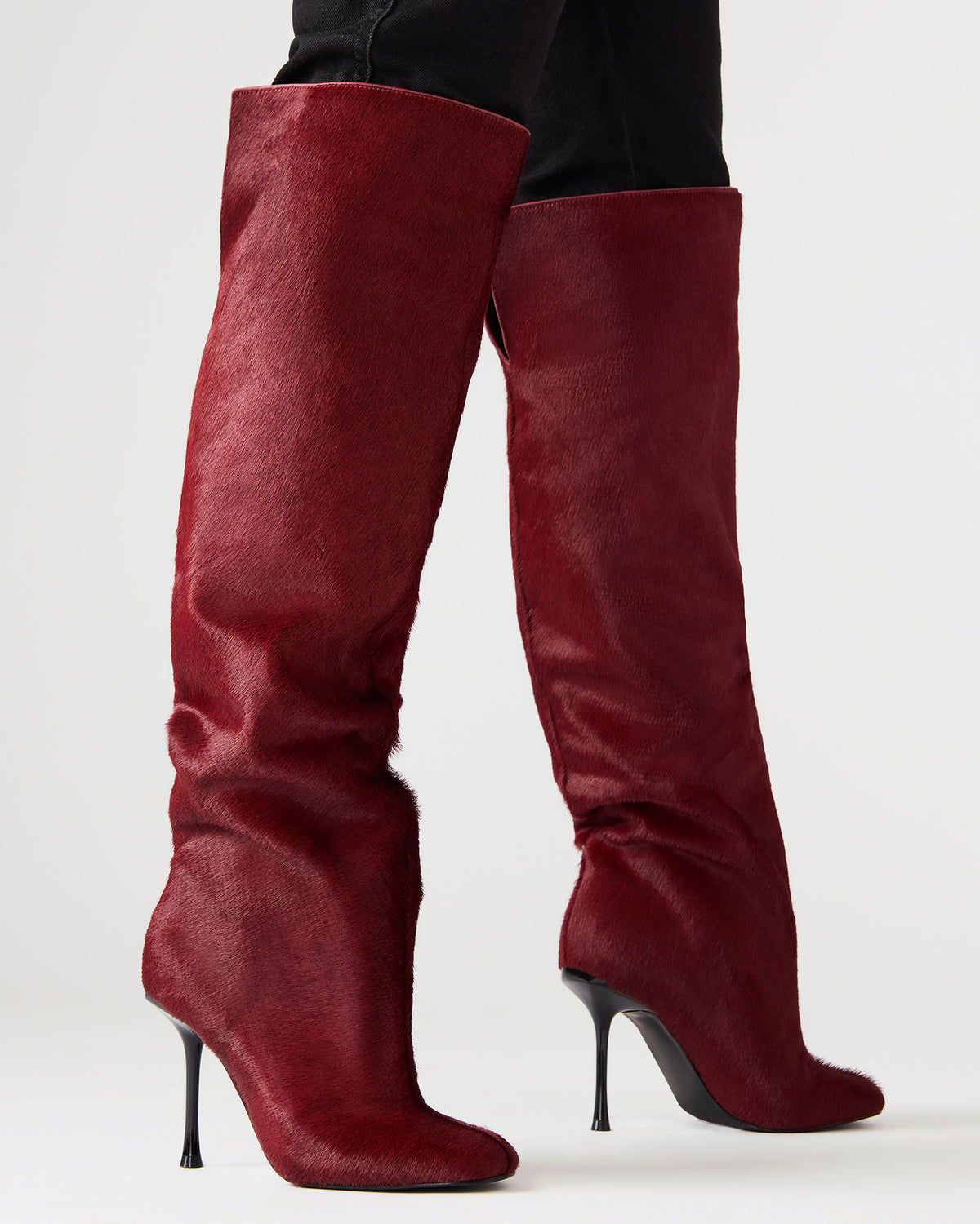 ALLURING Red Over-The-Knee Square-Toe Heeled Women's Boot | Steve Madden Best Seller
