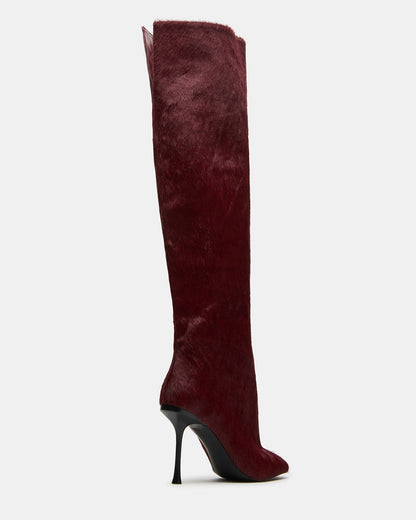 ALLURING Red Over-The-Knee Square-Toe Heeled Women's Boot | Steve Madden Best Seller