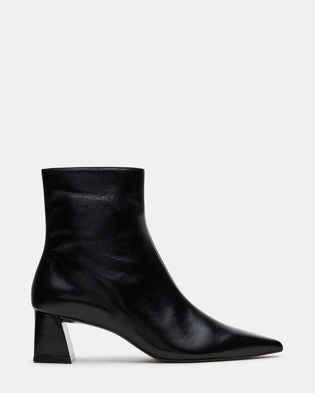 ASHLI Black Leather Pointed-Toe Block Heel Women's Ankle Boot | Steve Madden Deals