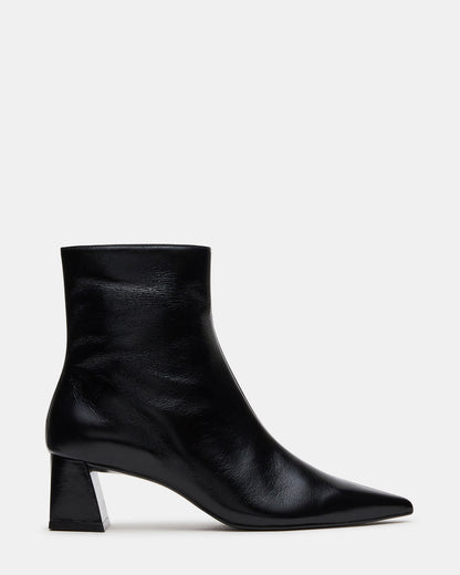 ASHLI Black Leather Pointed-Toe Block Heel Women's Ankle Boot | Steve Madden Deals