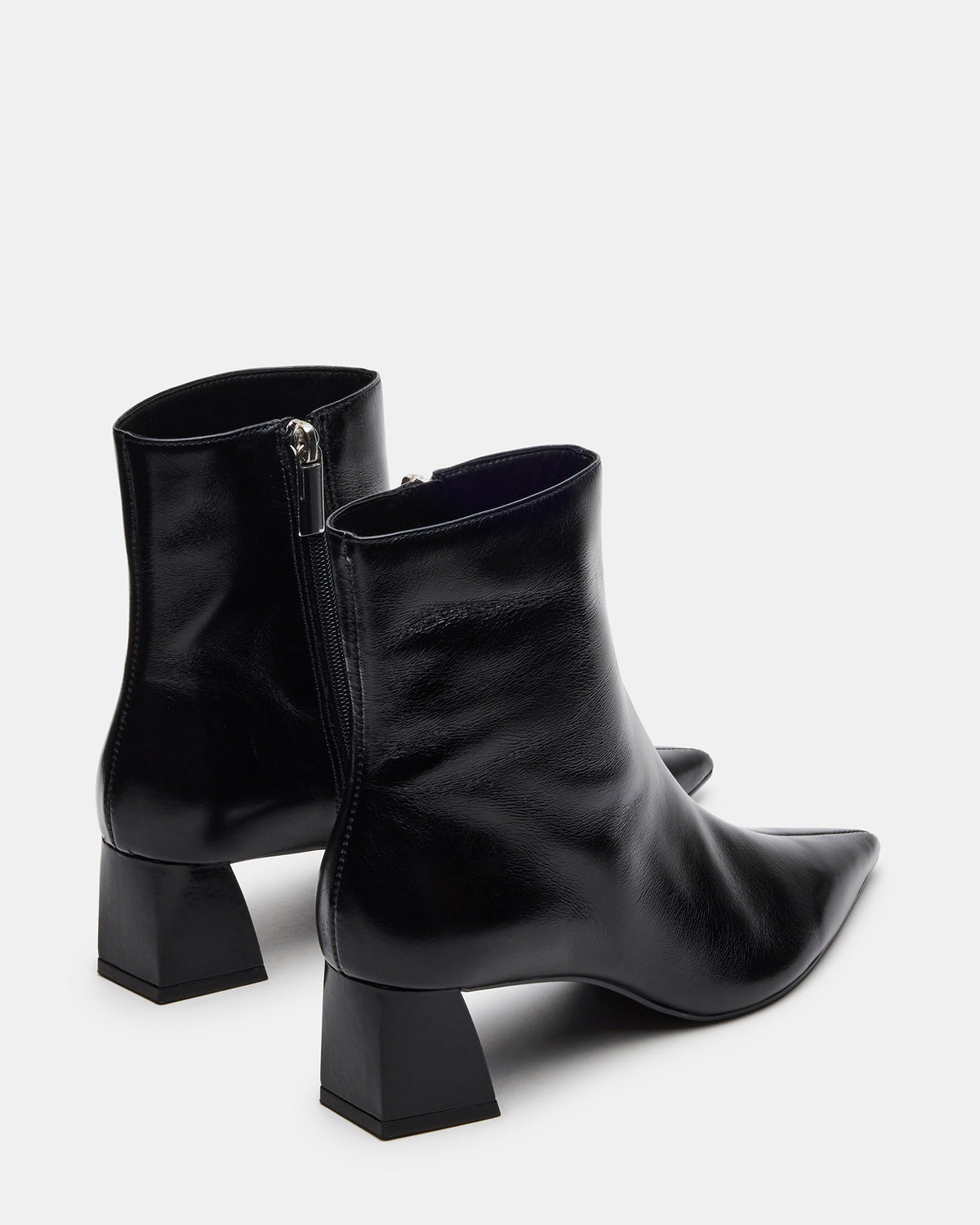 ASHLI Black Leather Pointed-Toe Block Heel Women's Ankle Boot | Steve Madden Deals