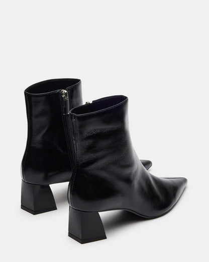 ASHLI Black Leather Pointed-Toe Block Heel Women's Ankle Boot | Steve Madden Deals