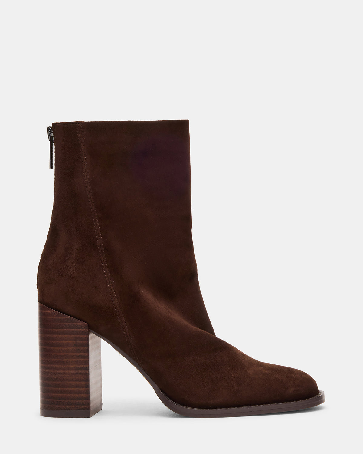 OBSESSION Chocolate Brown Suede Rounded Toe Block Heel Women's Ankle Boot | Steve Madden Deals