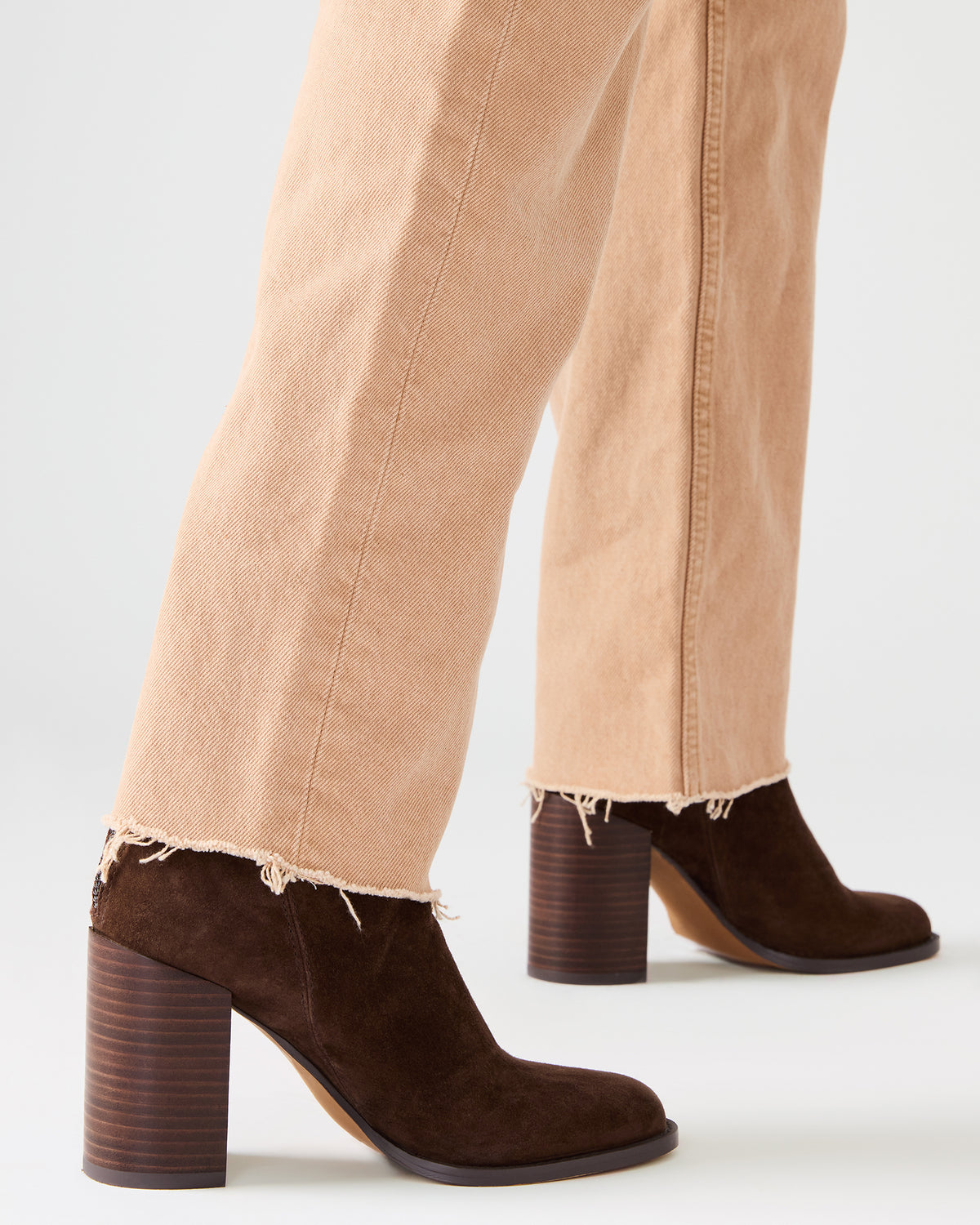 OBSESSION Chocolate Brown Suede Rounded Toe Block Heel Women's Ankle Boot | Steve Madden Deals