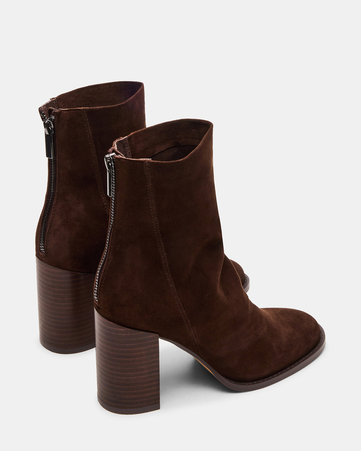 OBSESSION Chocolate Brown Suede Rounded Toe Block Heel Women's Ankle Boot | Steve Madden Deals
