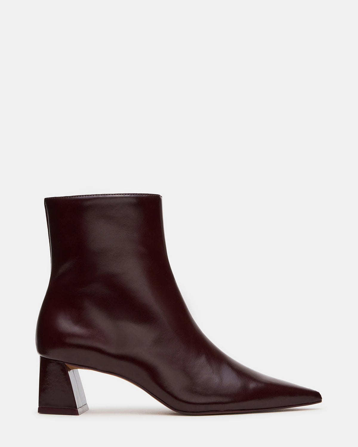 ASHLI Wine Leather Pointed-Toe Block Heel Women's Ankle Boot | Steve Madden Trending