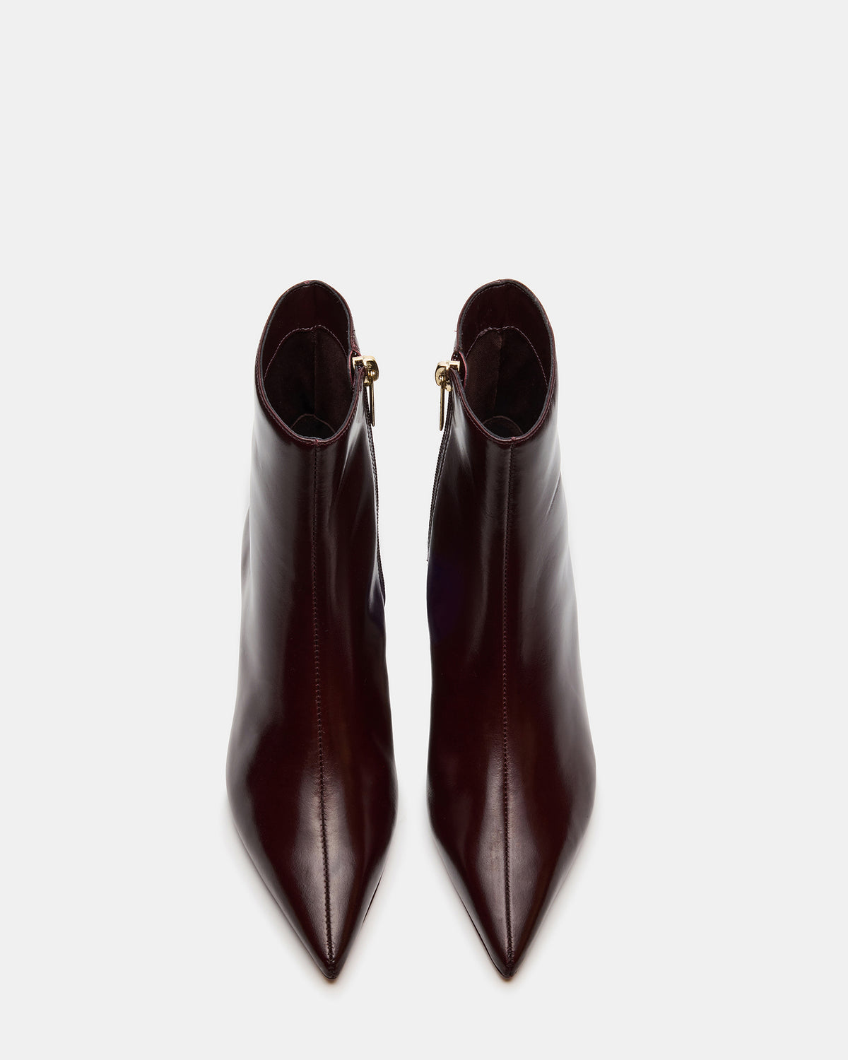 ASHLI Wine Leather Pointed-Toe Block Heel Women's Ankle Boot | Steve Madden Trending