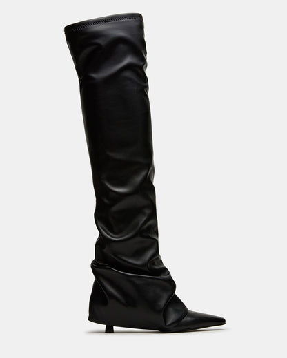 TATIANA Black Square Toe Cuffed Knee-High Women's Boot | Steve Madden Great Value
