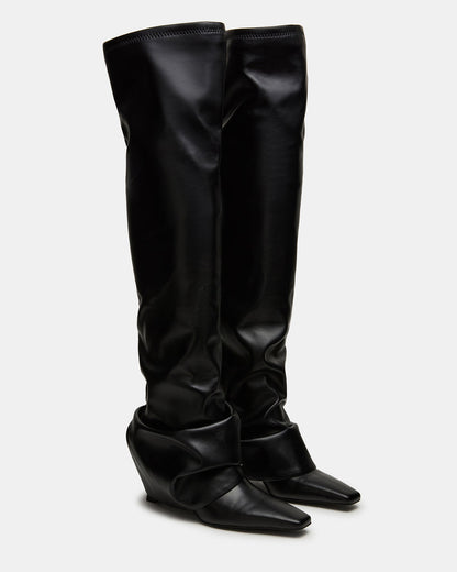 TATIANA Black Square Toe Cuffed Knee-High Women's Boot | Steve Madden Great Value