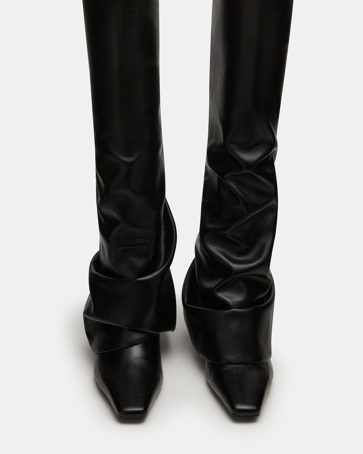 TATIANA Black Square Toe Cuffed Knee-High Women's Boot | Steve Madden Great Value