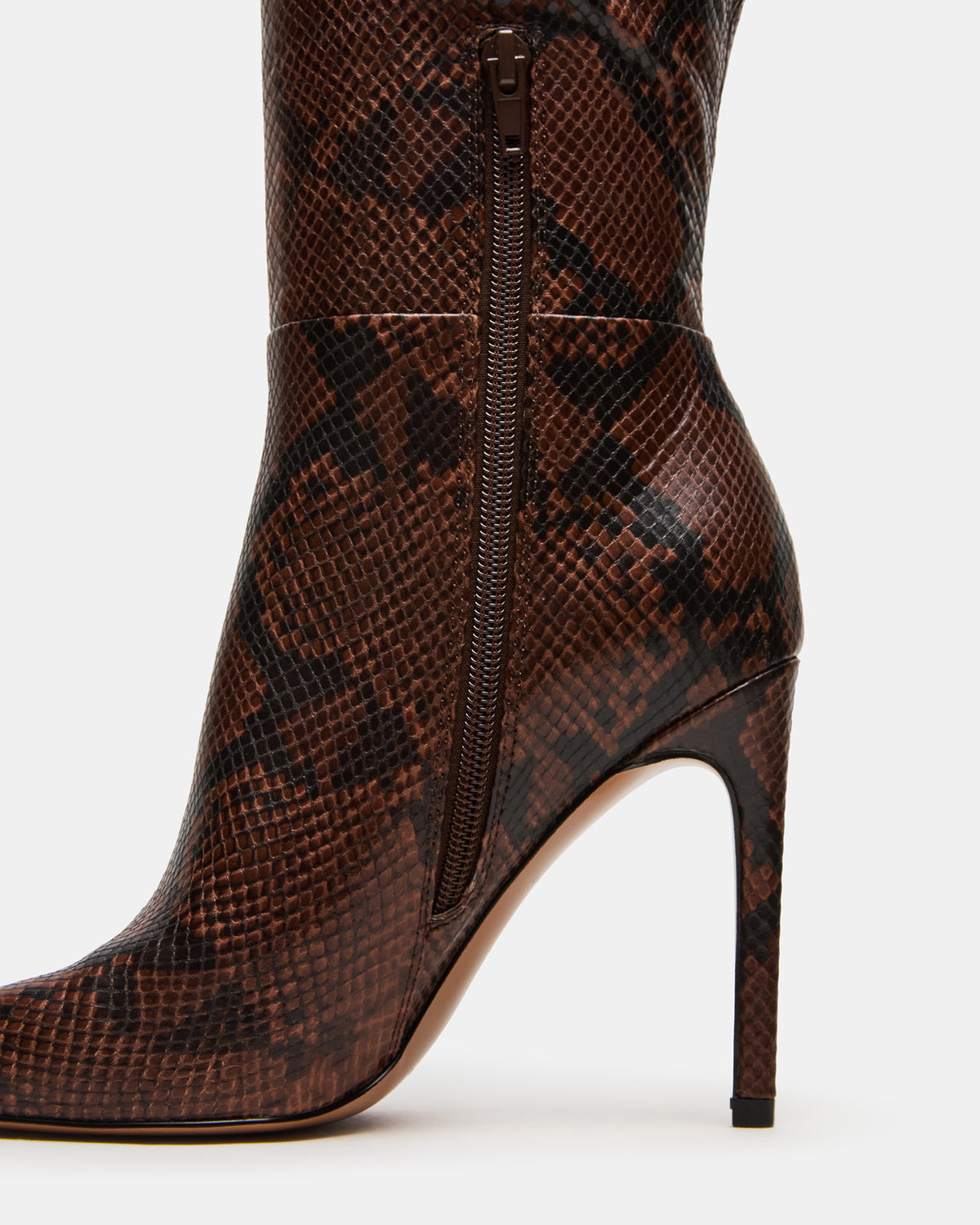 NITRO Brown Snake Pointed-Toe Stiletto Heel Knee-High Women's Boots | Steve Madden Exclusive