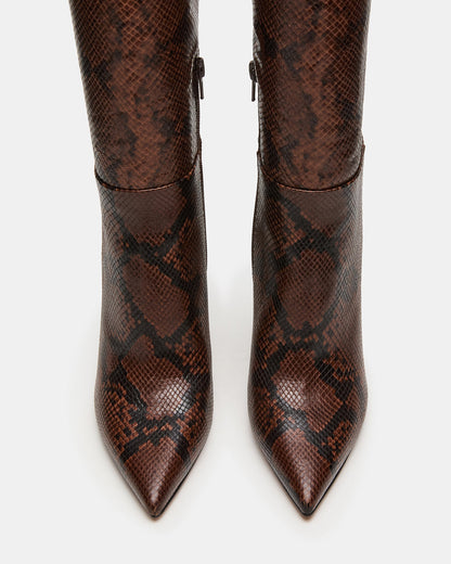 NITRO Brown Snake Pointed-Toe Stiletto Heel Knee-High Women's Boots | Steve Madden Exclusive