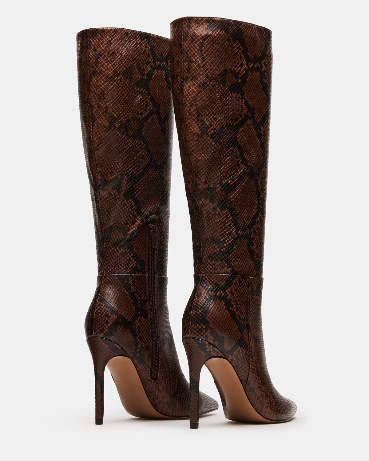 NITRO Brown Snake Pointed-Toe Stiletto Heel Knee-High Women's Boots | Steve Madden Exclusive