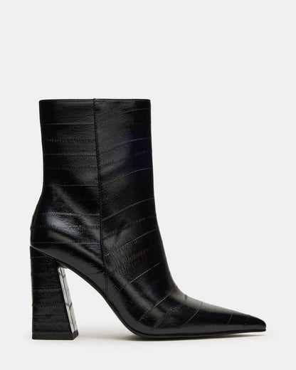 AUDREANA Black Eel Pointed-Toe Block Heel Women's Ankle Boot | Steve Madden Recommended