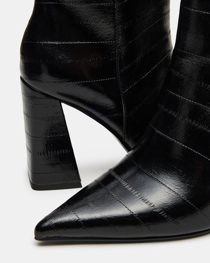 AUDREANA Black Eel Pointed-Toe Block Heel Women's Ankle Boot | Steve Madden Recommended