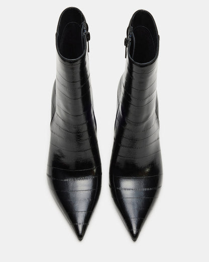 AUDREANA Black Eel Pointed-Toe Block Heel Women's Ankle Boot | Steve Madden Recommended