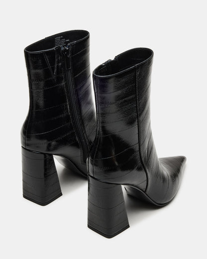 AUDREANA Black Eel Pointed-Toe Block Heel Women's Ankle Boot | Steve Madden Recommended