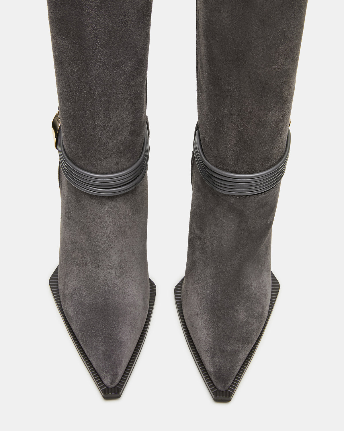 KYNDALL Grey Suede Pointed-Toe Stiletto Heeled Knee-High Women's Boot | Steve Madden Popular