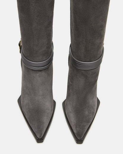 KYNDALL Grey Suede Pointed-Toe Stiletto Heeled Knee-High Women's Boot | Steve Madden Popular