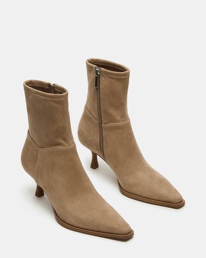 STASIA Taupe Pointed-Toe Kitten Heel Women's Ankle Boot | Steve Madden Classic