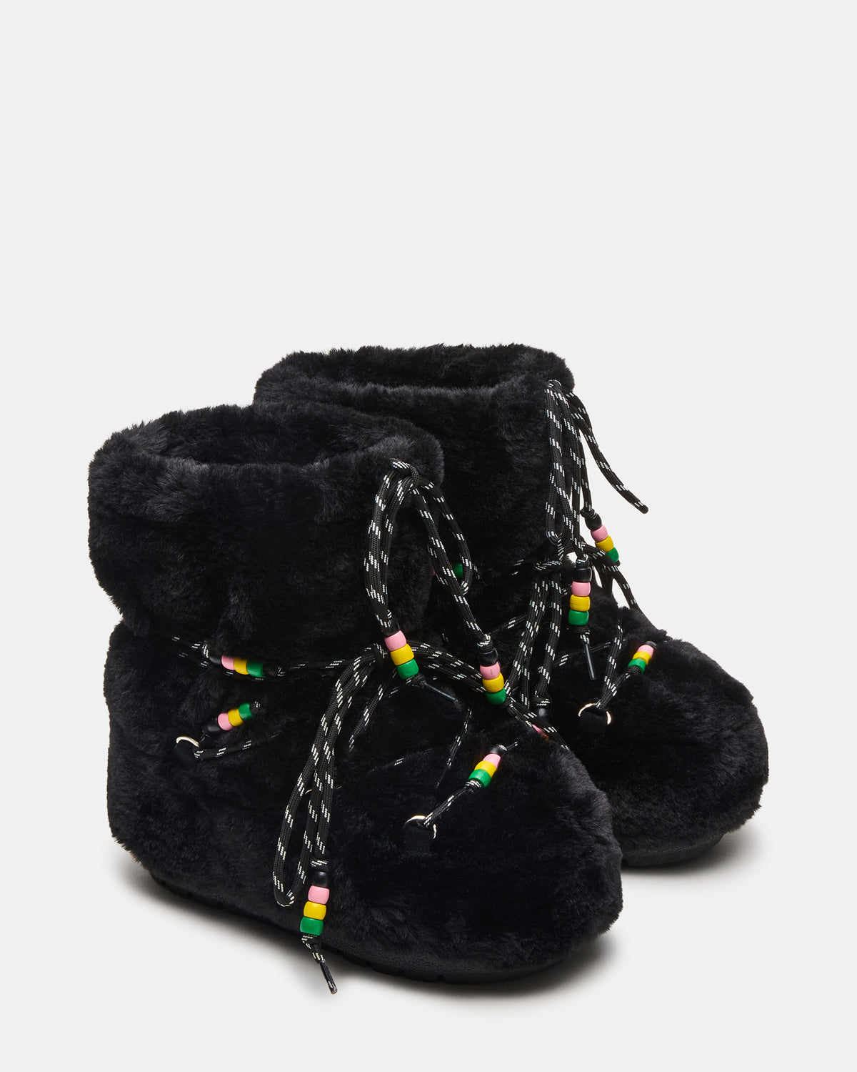 MIRO Black Faux Fur Chunky Lace-Up Women's Bootie | Steve Madden Popular