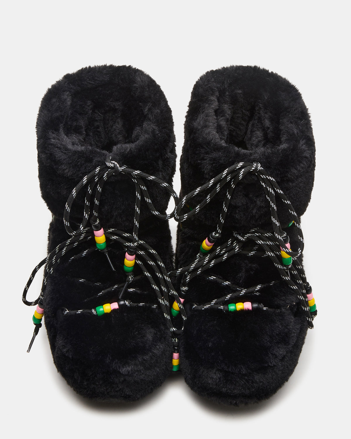 MIRO Black Faux Fur Chunky Lace-Up Women's Bootie | Steve Madden Popular