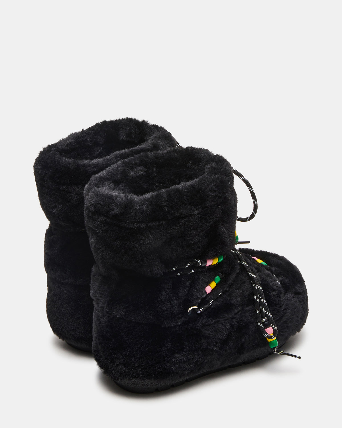 MIRO Black Faux Fur Chunky Lace-Up Women's Bootie | Steve Madden Popular