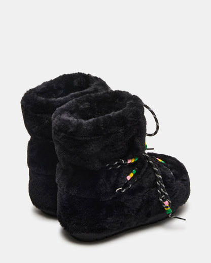 MIRO Black Faux Fur Chunky Lace-Up Women's Bootie | Steve Madden Popular