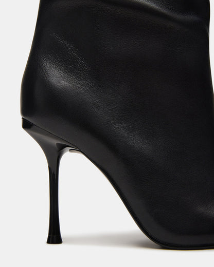 ALLURING Black Leather Over-The-Knee Square-Toe Heeled Women's Boot | Steve Madden Top Pick