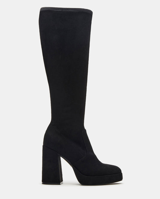 TWAIN Black Wide Calf Knee-High Block Heel Women's Boot | Steve Madden Exclusive