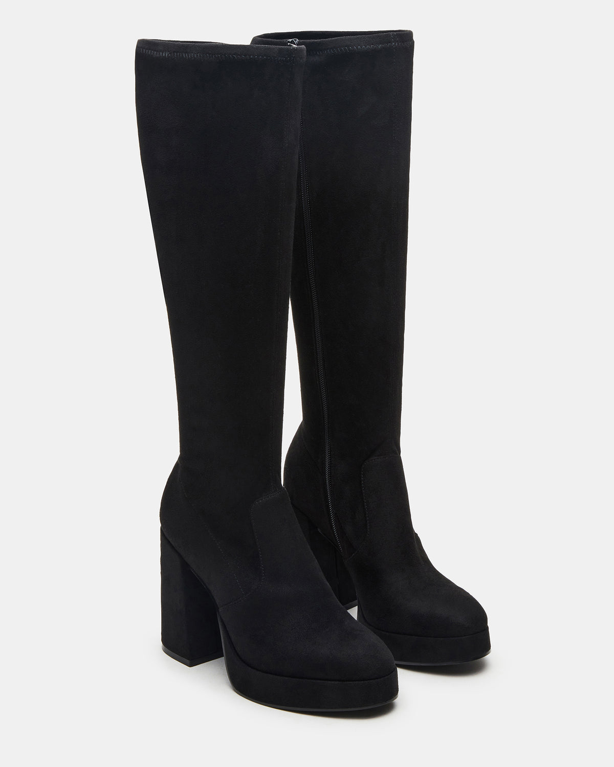 TWAIN Black Wide Calf Knee-High Block Heel Women's Boot | Steve Madden Exclusive