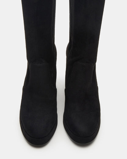 TWAIN Black Wide Calf Knee-High Block Heel Women's Boot | Steve Madden Exclusive