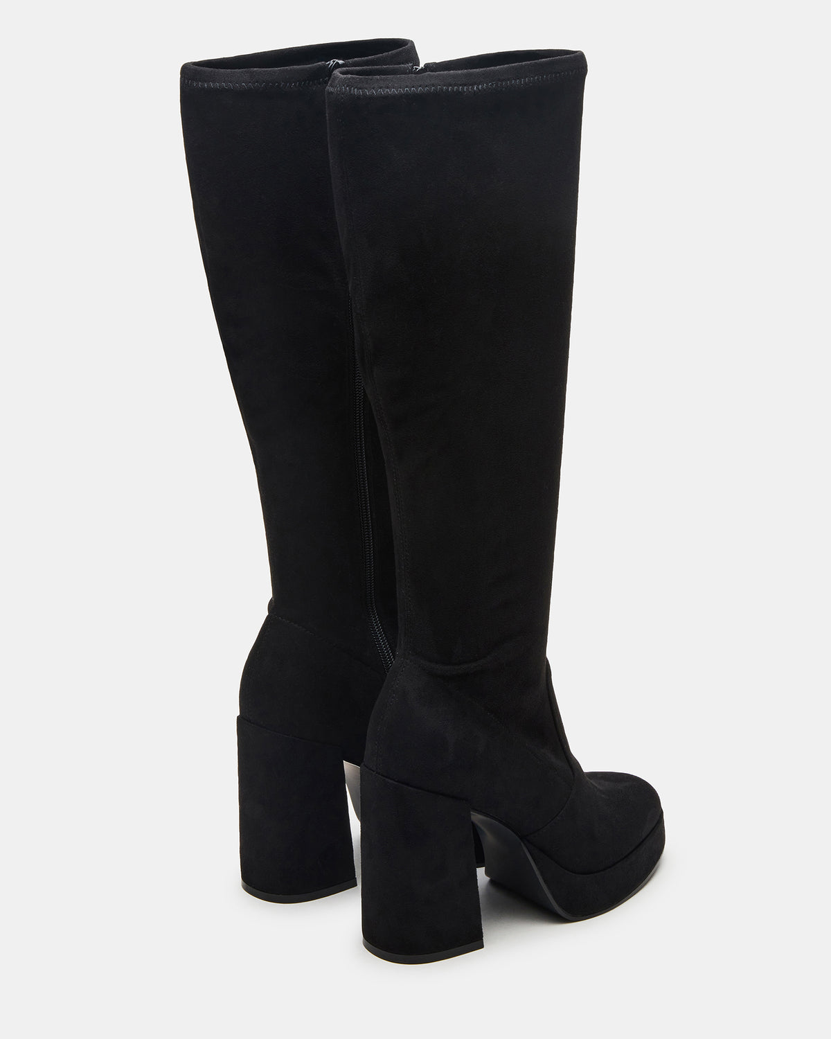 TWAIN Black Wide Calf Knee-High Block Heel Women's Boot | Steve Madden Exclusive