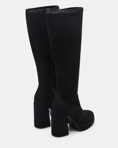 TWAIN Black Wide Calf Knee-High Block Heel Women's Boot | Steve Madden Exclusive