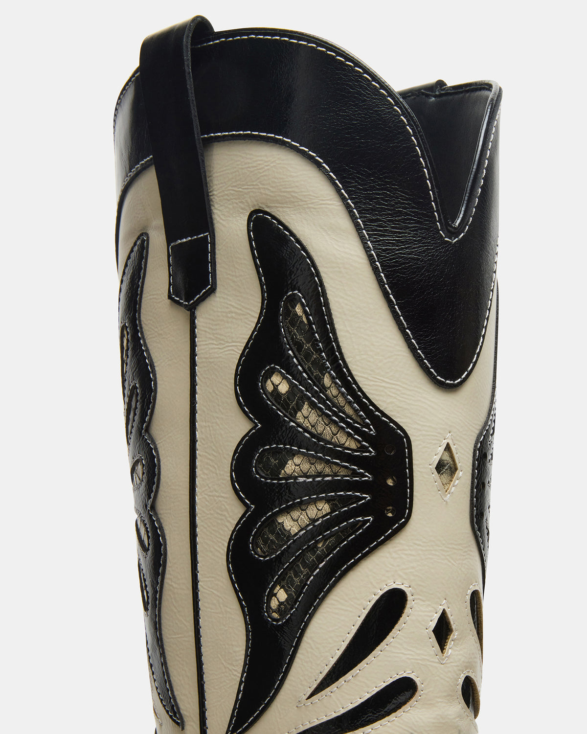 KAZ Black/White Pointed-Toe Knee-High Block Heel Western Women's Boot | Steve Madden Great Value