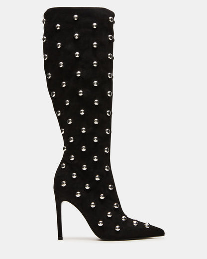 NITRO Black Studs Pointed-Toe Stiletto Heel Knee-High Women's Boots | Steve Madden Trending