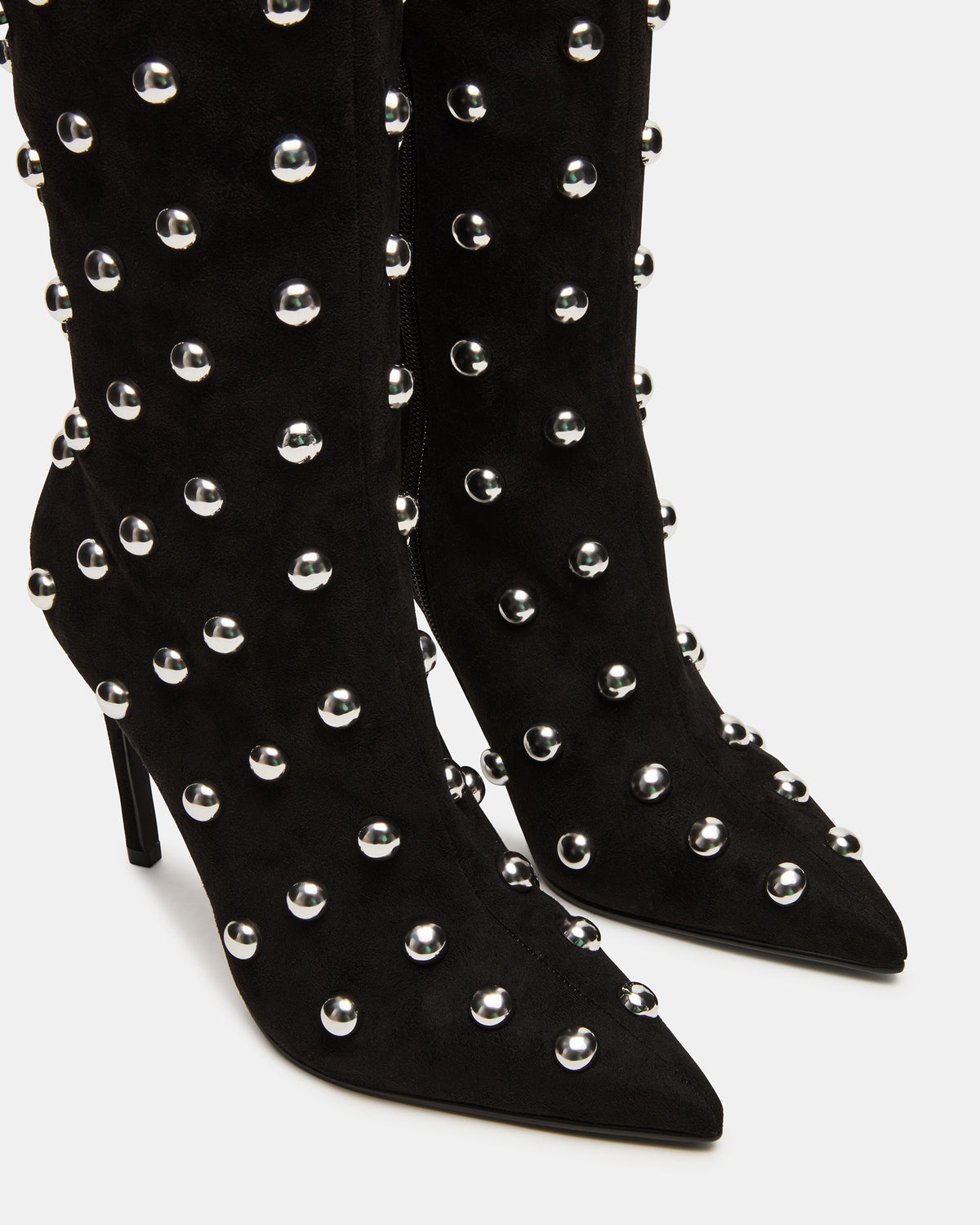 NITRO Black Studs Pointed-Toe Stiletto Heel Knee-High Women's Boots | Steve Madden Trending