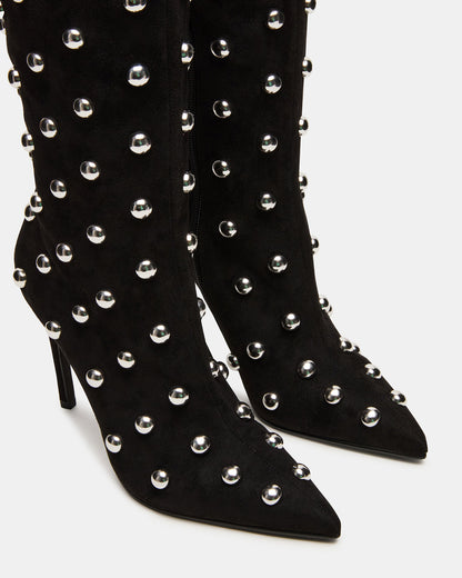NITRO Black Studs Pointed-Toe Stiletto Heel Knee-High Women's Boots | Steve Madden Trending