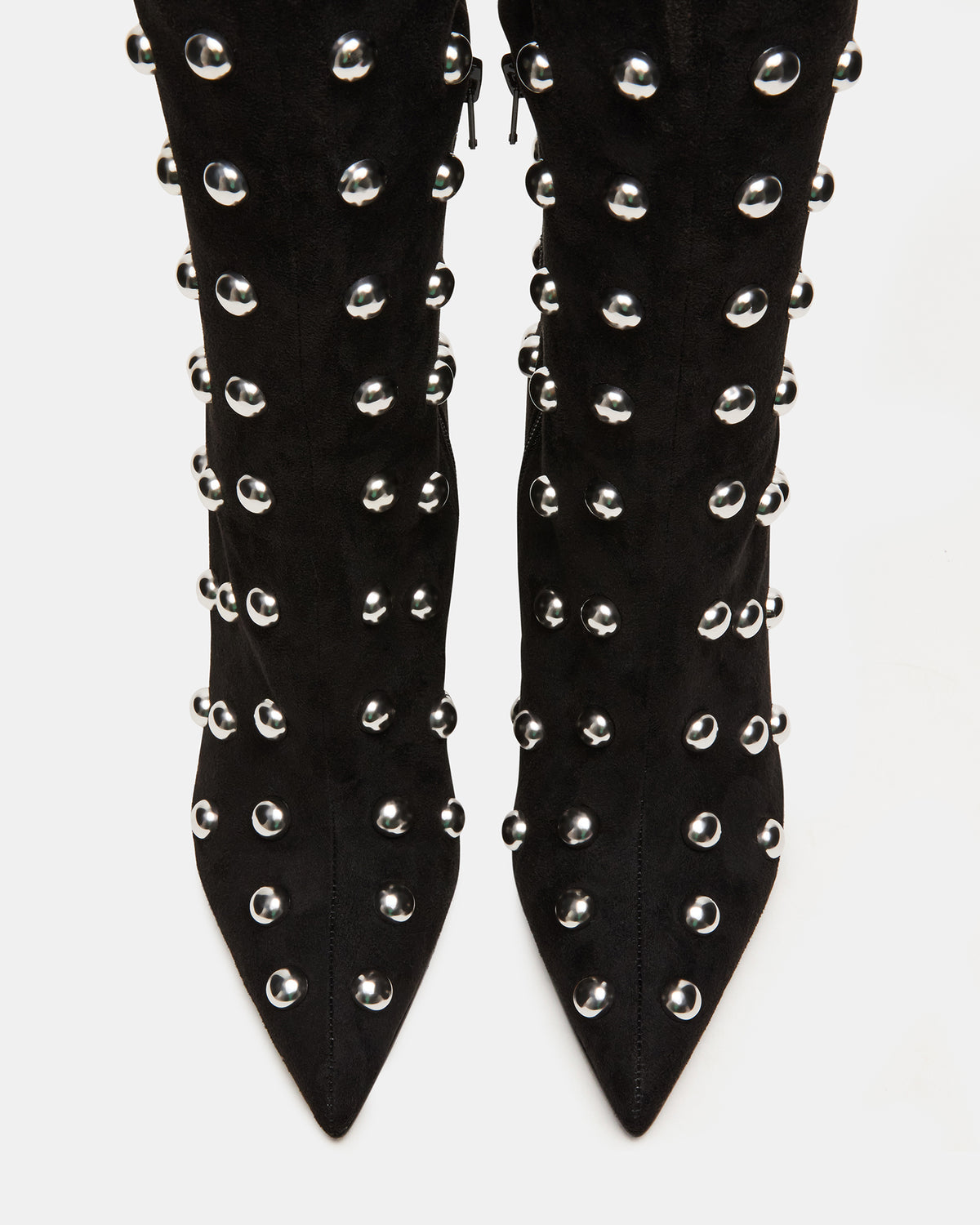 NITRO Black Studs Pointed-Toe Stiletto Heel Knee-High Women's Boots | Steve Madden Trending