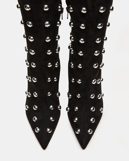 NITRO Black Studs Pointed-Toe Stiletto Heel Knee-High Women's Boots | Steve Madden Trending